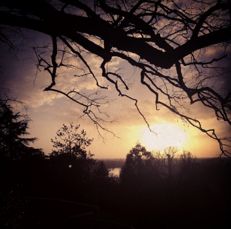 Yesterday's sunset, you can just see the river